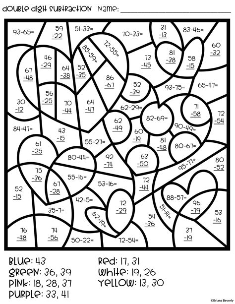 Double Digit Addition Color By Number Sketch Coloring Page Riset