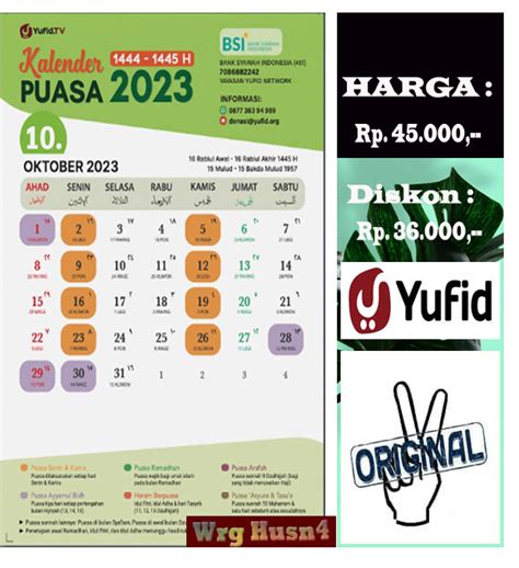 Kalender Dinding Masehi Hijriyah Jawa Edisi Puasa Yufid 2023 Lazada