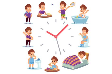Daily Routine Clocks Daily Routine Clocks Schedule Of Happy Boy Life
