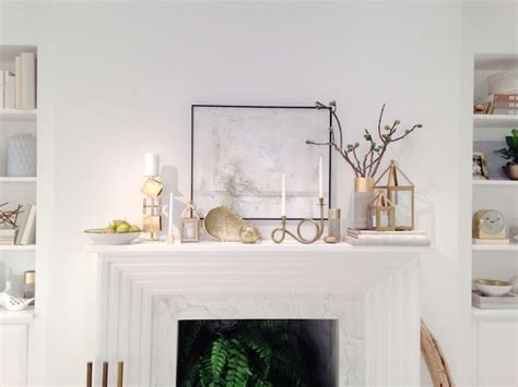 Mantel With Gold Accessories Emily Henderson Mantel Decorations