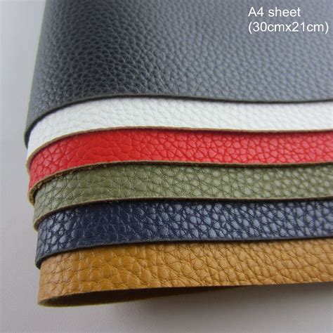 6pcs A4 Sheet Pu Artificial Leather Lychee Synthetic Leather Fabric