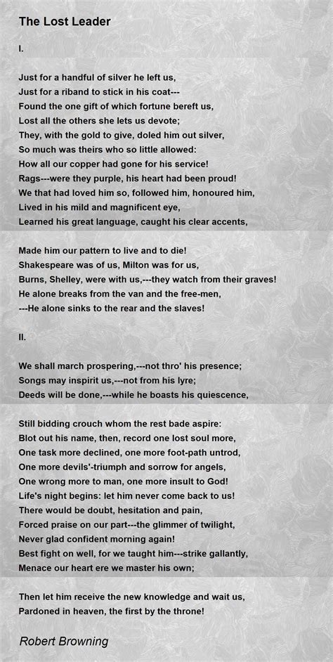 The Lost Leader Poem By Robert Browning Poem Hunter