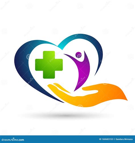 Medical Health Heart Care Clinic People Healthy Life Care Logo Design