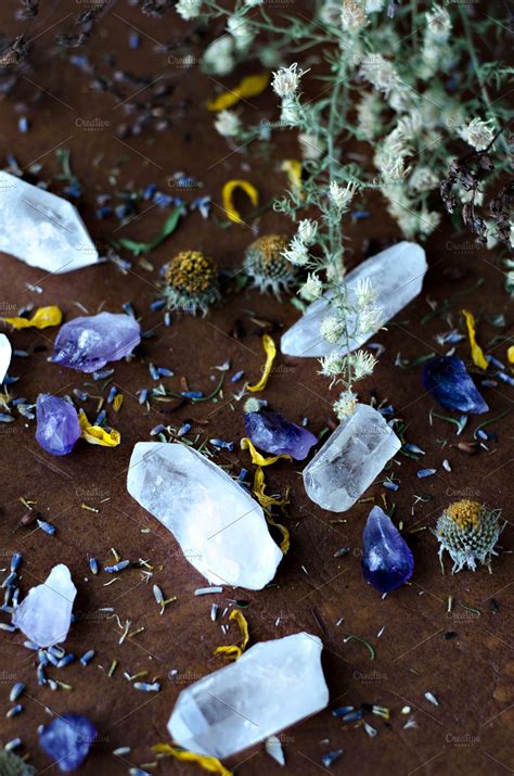 Herbal crystals 11 stock photo containing crystals and candle | High ...