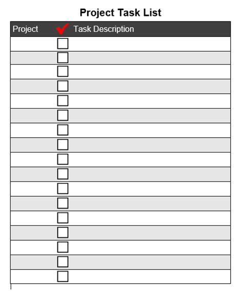 Word Template Design Task List Templates