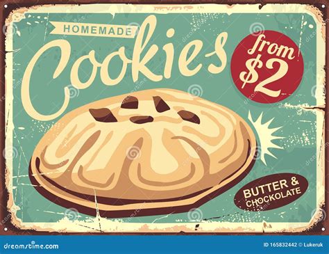 Homemade Cookies Retro Worn Sign Stock Vector Illustration Of Biscuit