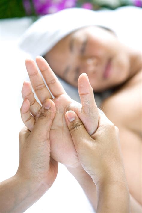 Woman Receiving Relaxing Hand Massage Stock Image Image Of Medicine