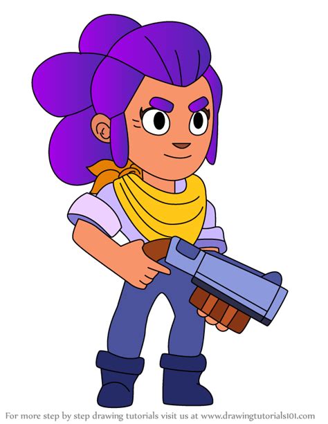 Step By Step How To Draw Shelly From Brawl Stars Drawingtutorials Com