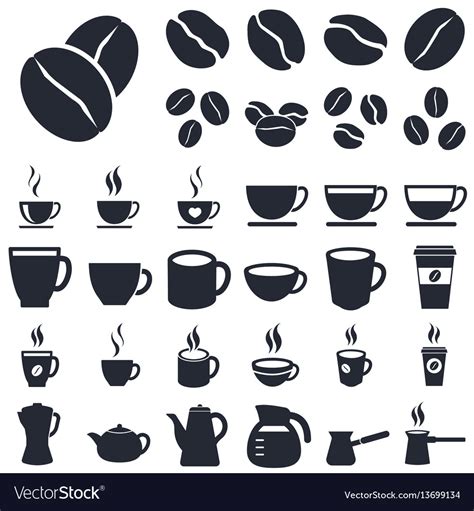 Coffee Icons Silhouette Royalty Free Vector Image