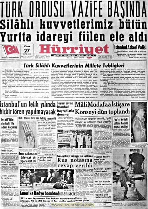 Türki̇ye gazetesi̇ 26 mayıs 2021. Hürriyet gazetesi 27 mayıs 1960 | Gazete, Tarih, Nostalgia