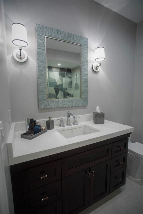 My go to great kitchen? Small Bathroom With Striped Mirror | HGTV