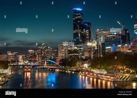 Melbourne City Skyline At Night Stock Photo Alamy