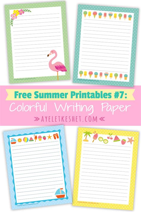 Print your own lined paper using a pdf or word template. 10 Free summer printables - party, home and stationery ...