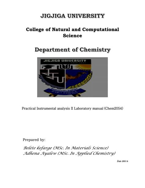 Pdf College Of Natural And Computational Science Practical Instrumental Analysis Ii Laboratory