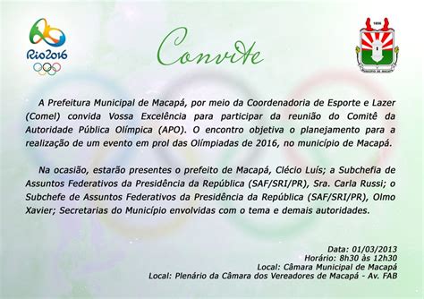 Convite Da Prefeitura De Macapá De Rocha