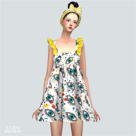 Frill Babydoll Dress V1solid Color프릴 베이비돌 원피스 단색 버전여자 의상 Sims4