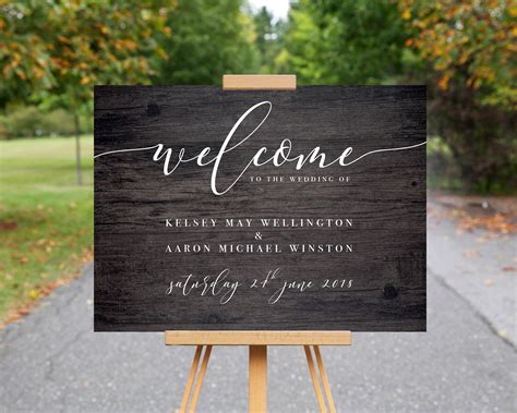 Wedding Welcome Sign Wood Effect Wedding Sign Personalised