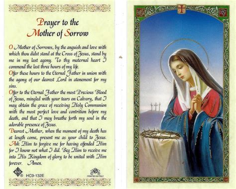 Prayer To The Mother Of Sorrow Laminated Prayer Card