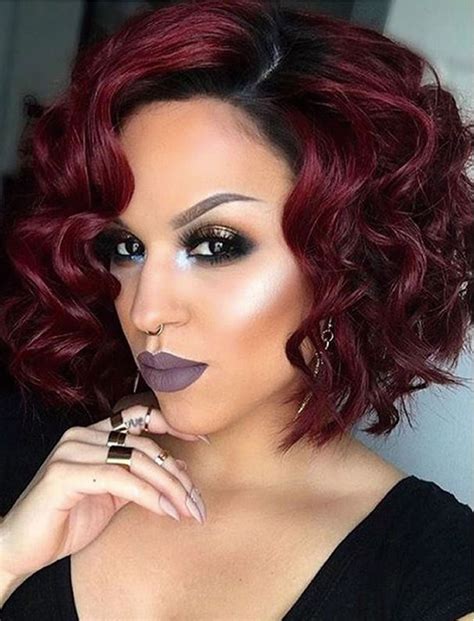 Red Hair Color Curly Bob Haircuts For Diamond Faces HAIRSTYLES