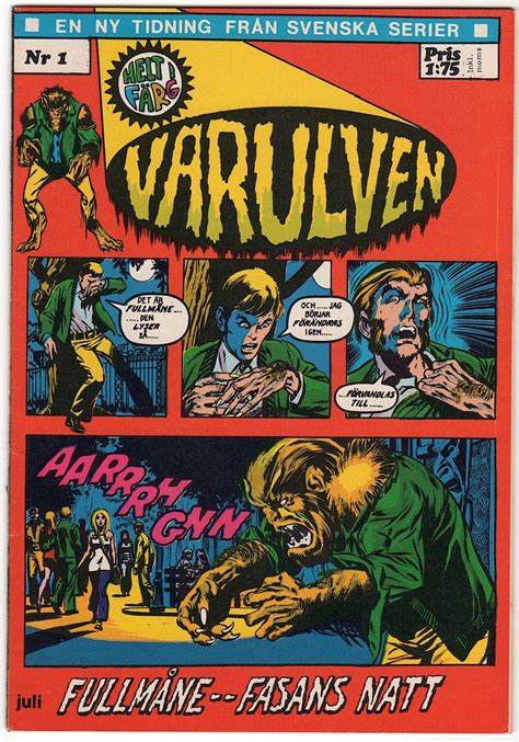 Sweden Varulven 1 1972 Swedish Comic Book Cover Comic Books Comics