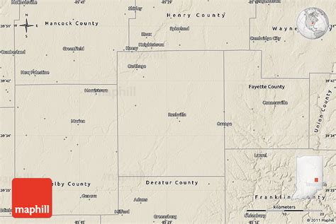 Shaded Relief Map Of Rush County