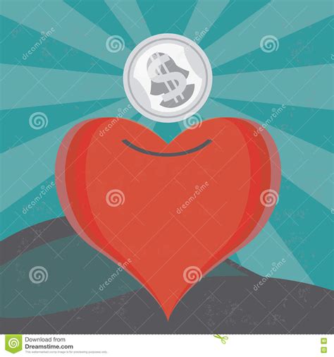 Money For A Heart Stock Vector Illustration Of Grunge 77317107