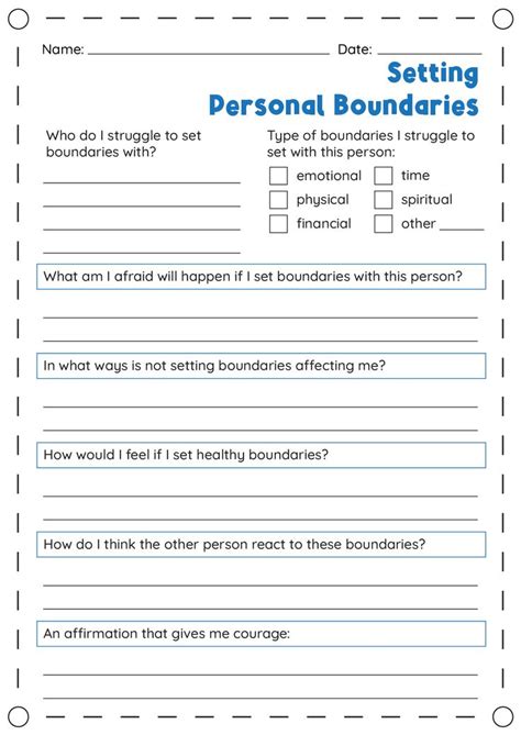 Setting Personal Boundaries Worksheets In Boundaries Worksheet Personal Boundaries