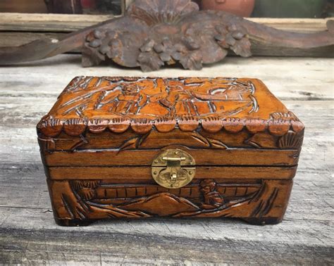 Home Living Jewelry Boxes Vintage Wooden Jewelry Box Hand Carved