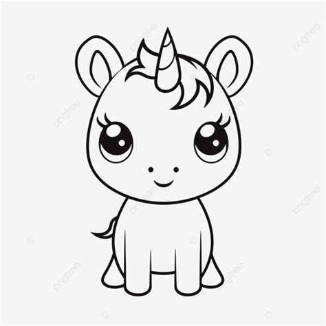An Image Of A Baby Unicorn Outline Sketch Drawing Vector Unicorn