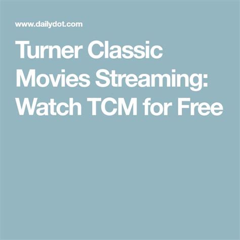How To Watch Turner Classic Movies For Free Turner Classic Movies