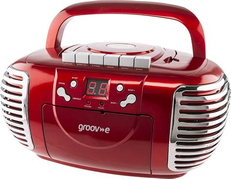 Groov E Retro Boombox Portable Cd Cassette Radio Player Red