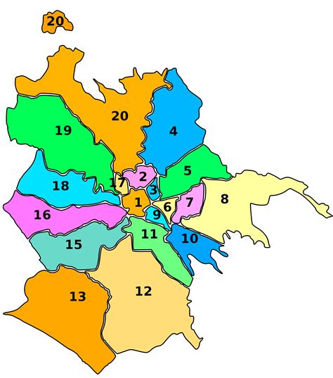 Map Of Rome 19 Boroughs Municipi And Neighborhoods