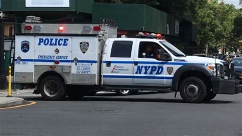 Nypd Esu Truck Responding On Morning Side Avenue In The Harlem Area Of