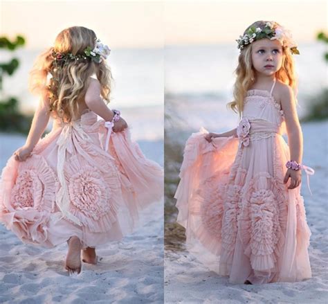 Pink Flower Girls Dresses For Wedding 2016 Lace Applique