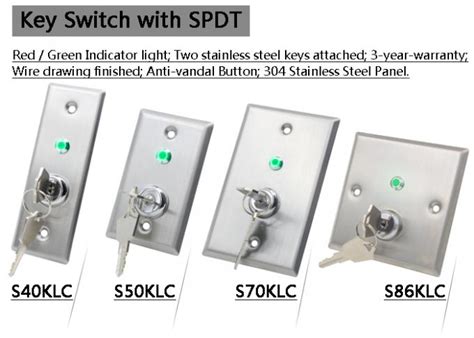 Tamper Proof Momentary Key Switch With 2 Keys Dual Light No Nc Com