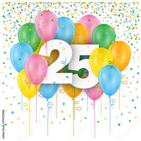 Happy 25th Birthday Anniversary Card With Bunch Of Multicoloured