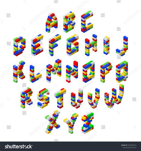 Lego Isometric Lego Font Complete Alphabet Stock Vector Royalty Free