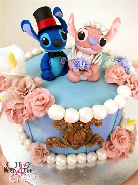 A Stitch And Angel Wedding Cake Lilo And Stitch Cake Stitch Cake