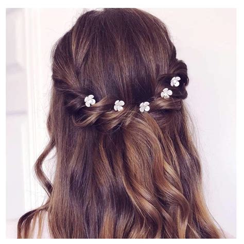 Buy Fstrend Wedding Crystal Hair Pins Flower Bride Rhinestone Head