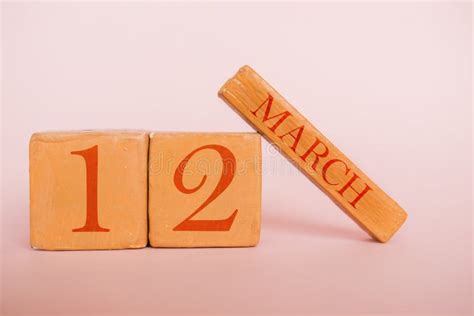 March 12th Day 12 Of Month Handmade Wood Calendar On Modern Color