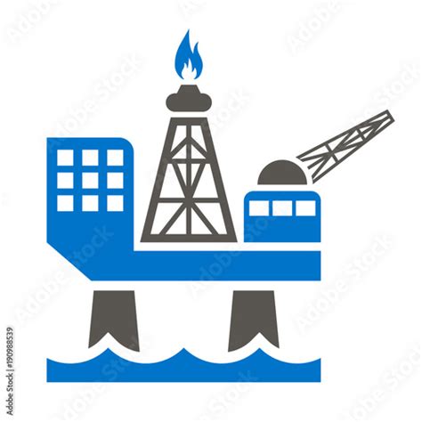 Offshore Jack Up Oil Rig Icon Gas Sea Rig Platform Illustration