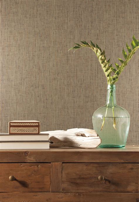 Grasscloth Resource Library Woven Crosshatch Wallpaper Brown And Black