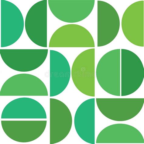 Green Mid Century Modern Artistic Half Circles Seamless Pattern Stock