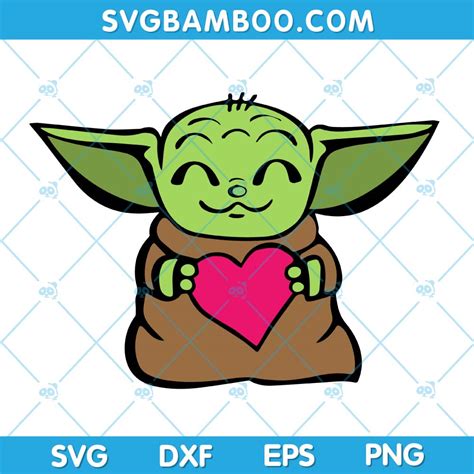 Baby Yoda Heart Love Svg