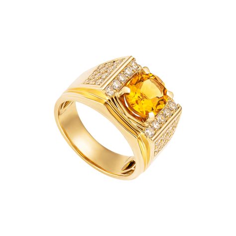 Nhẫn Nam Vàng 18k đính đá Citrine Pnj Ctxmy000453