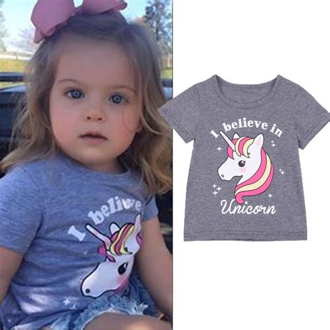 Summer Newborn Toddler Baby Girls Kids Unicorn T Shirts Tops Casual