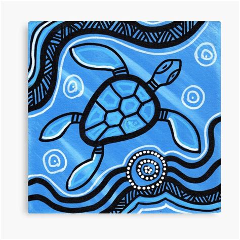 Authentic Aboriginal Art Turtle Canvas Print For Sale By