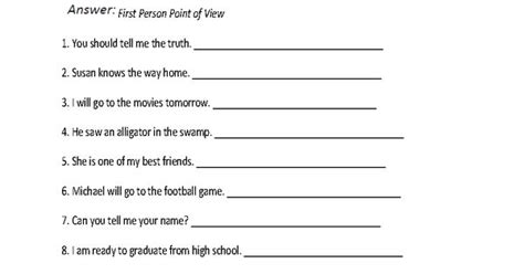 Writing In First Second And Third Person Worksheets Hot Sex Picture