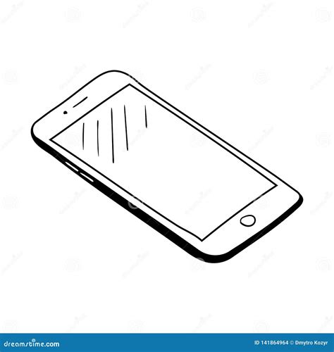 Hand Drawn Sketch Of Mobile Phone Stock Vector Illustration Of
