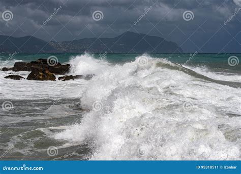 Sea Storm Tempest On The Coast Stock Image Image Of Cloud Disaster